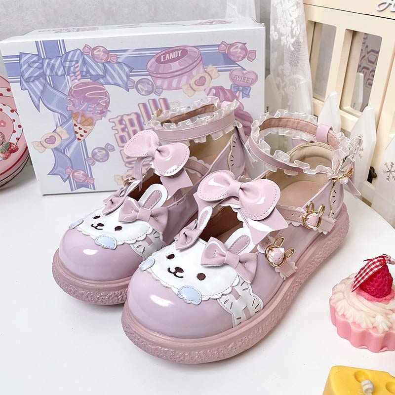 Round Toe Bunny Lolita Mary Janes Shoes - Modakawa modakawa