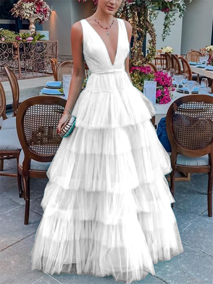 Mesh Cake Dress Suspender High Waist Dress