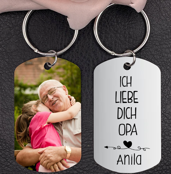 Kettenmachen Personalisierbarer Foto & Name Schlüsselanhänger-Ich liebe dich Opa-Geschenk für Großvater