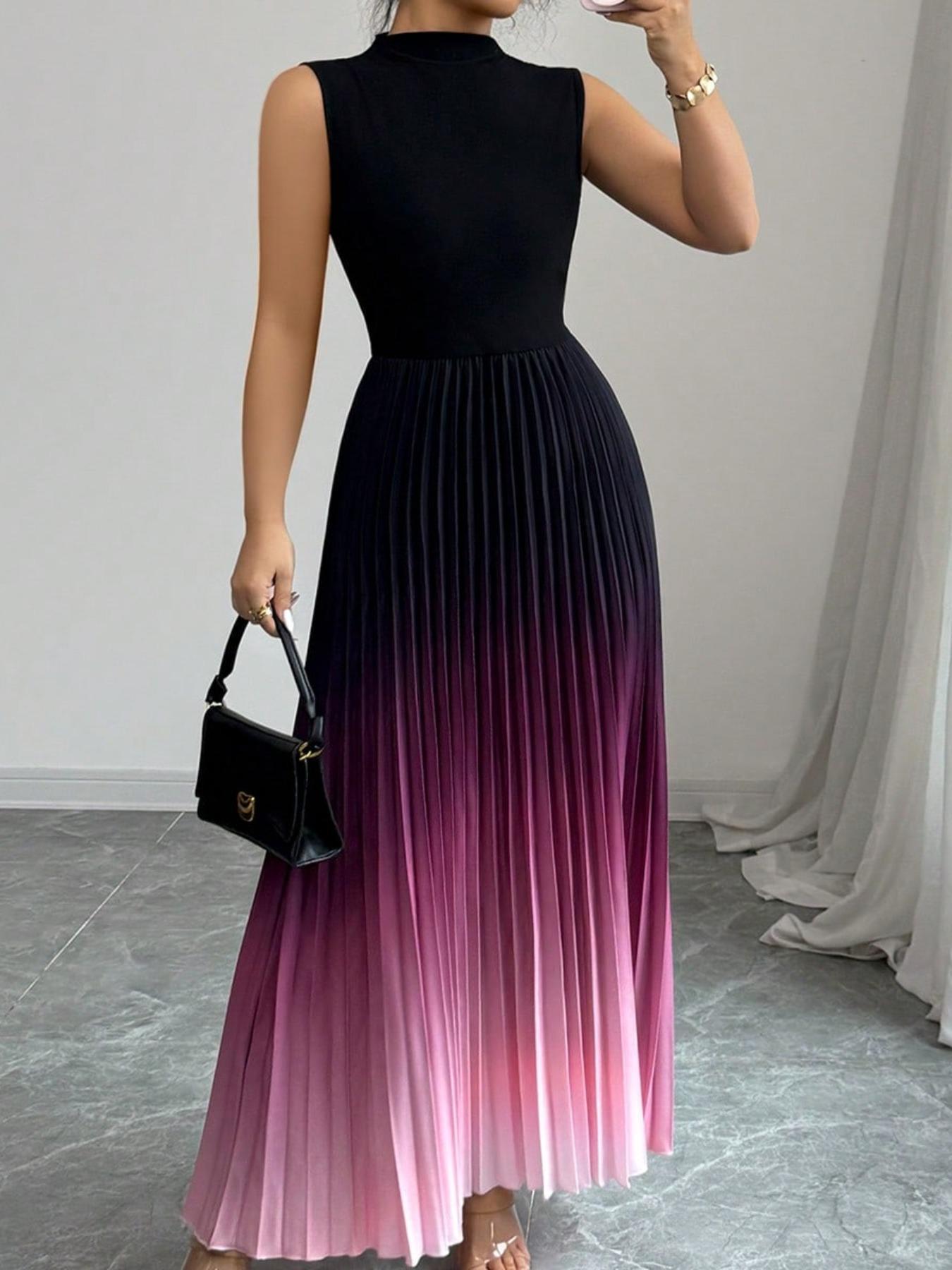 Women's Ombre Print Tank Dress, Elegant Sleeveless Dress for Party, Ladies' Clothes for All Seasons, Formal Dresses, Elegant Classy Flattering