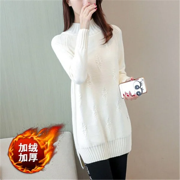 Women Knit Sweater Pullover Autumn Winter Clothes Korean Solid Long Sleeve Pull Warm Half Turtleneck Sweater Female Jumper Tops