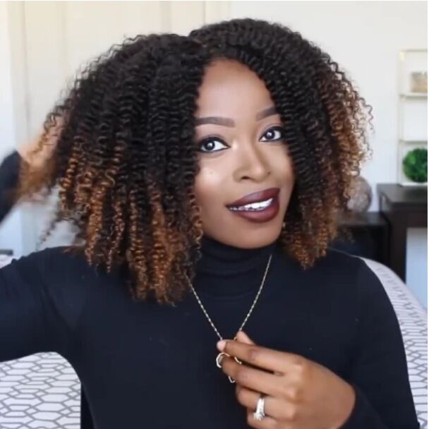 Mature Black Ladies Synthetic Wig Short Curly Long Bangs