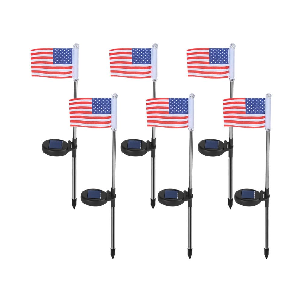 LED Solar American Independence Day Flag Waterproof Garden Lawn Light - vzzhome