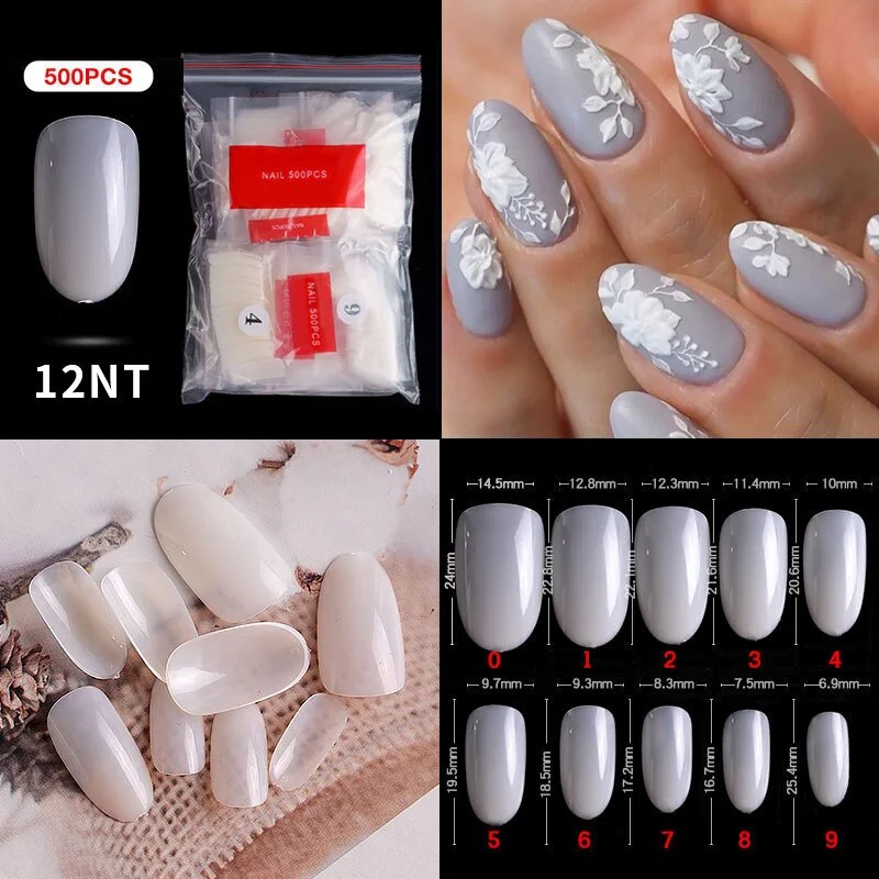 500Pcs False Nail Extension French Natural Transparent Stiletto Coffin False Nails Tips Long Acrylic UV Gel Nail Polish Manicure-Nail Inspo