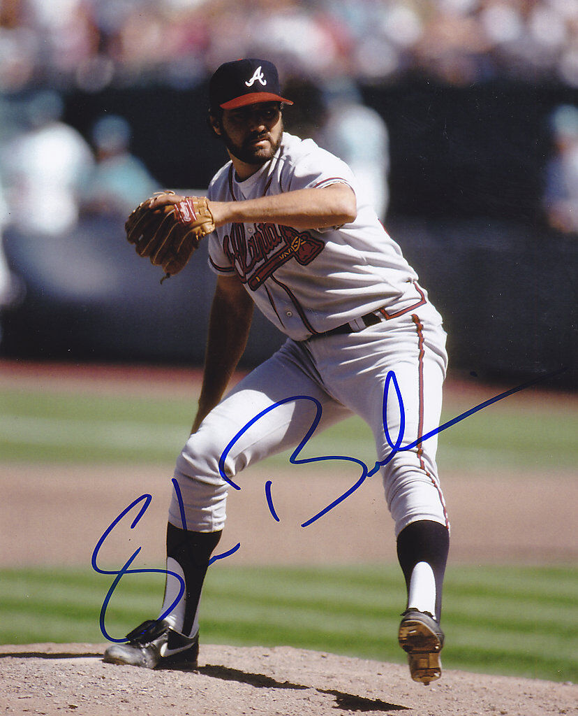 STEVE BEDROSIAN ATLANTA BRAVES ACTION SIGNED 8x10