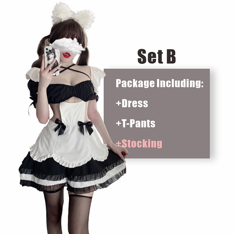 Lolita Fancy Dress With Stockings Headwear Lingerie Set PE093