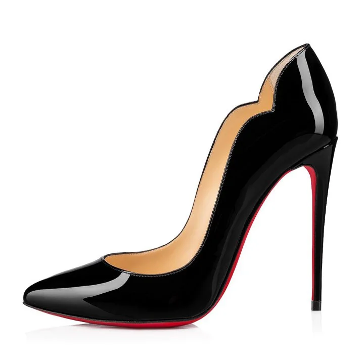 120mm Classic Fashion Black Pointed Toe High Heels Party Wedding Red Bottoms Pumps VOCOSI VOCOSI