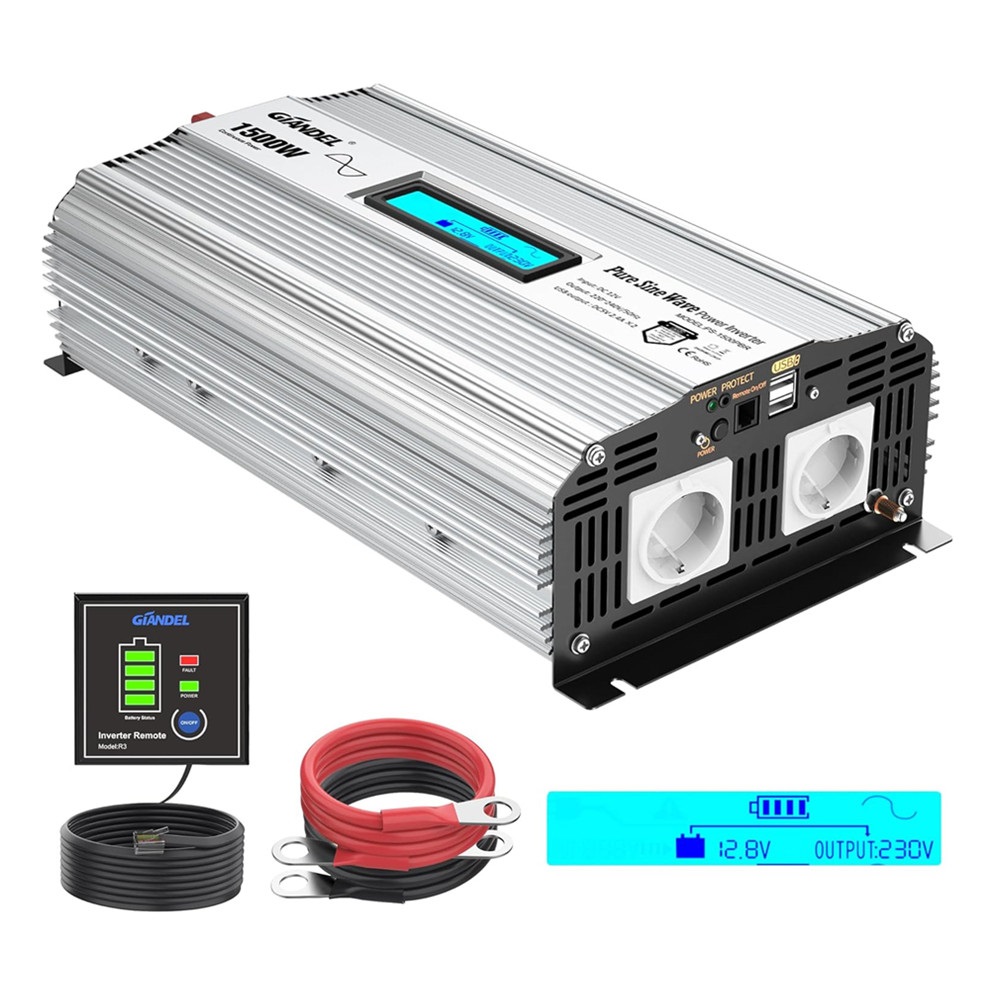 1500W Reiner Sinus Wechselrichter  Spannungswandler 12V auf 230V 240V
