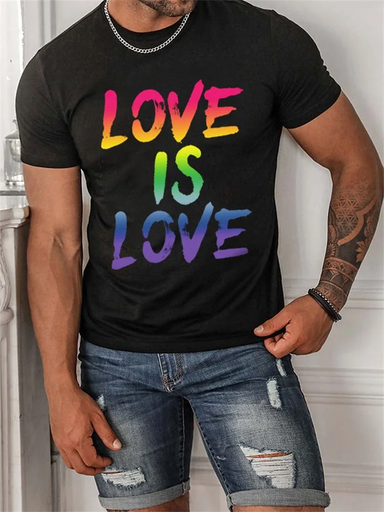Rainbow Love Is Love Crew Neck T Shirt