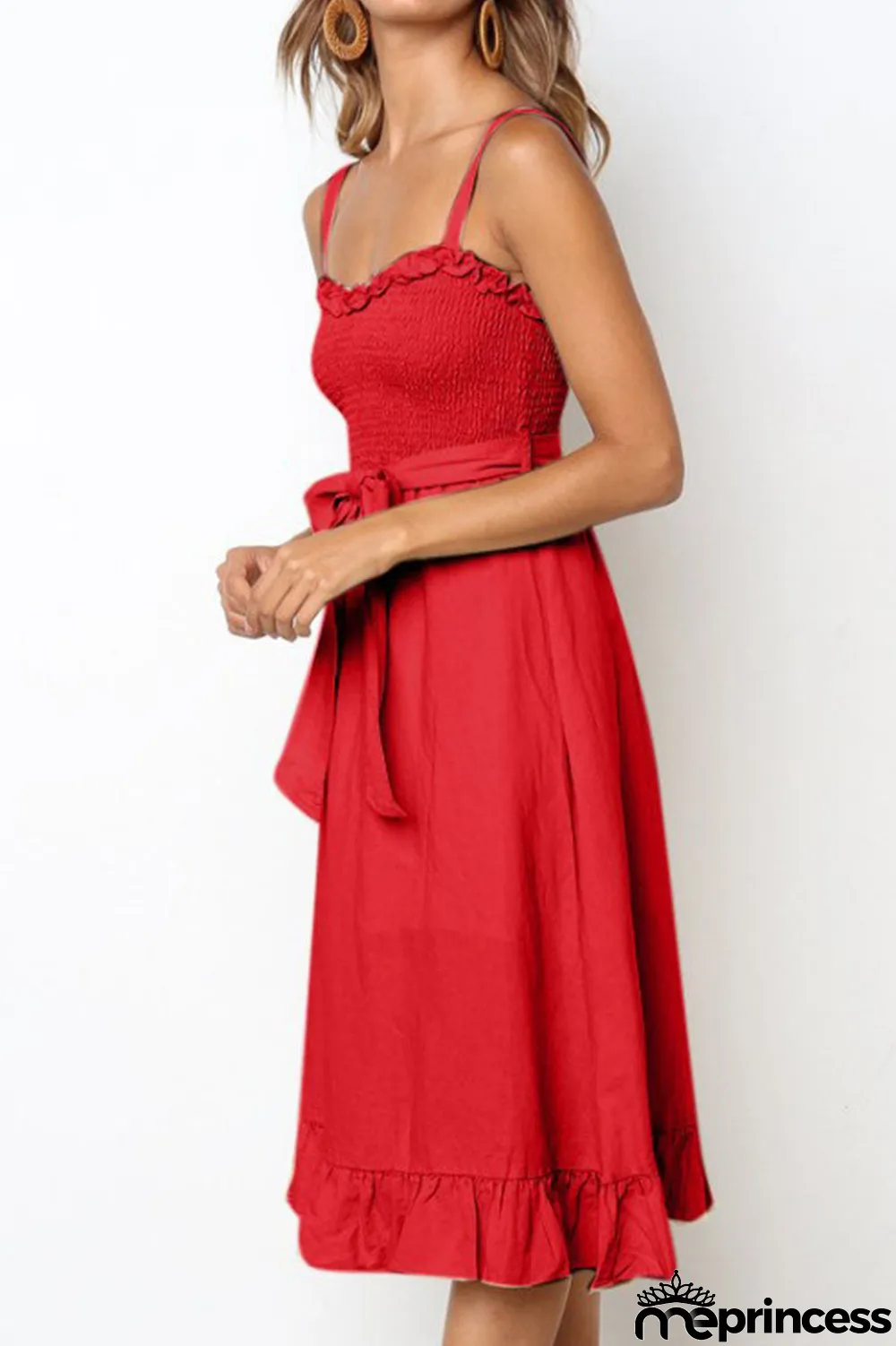Fashion Casual Solid Split Joint Spaghetti Strap A Line Dresses