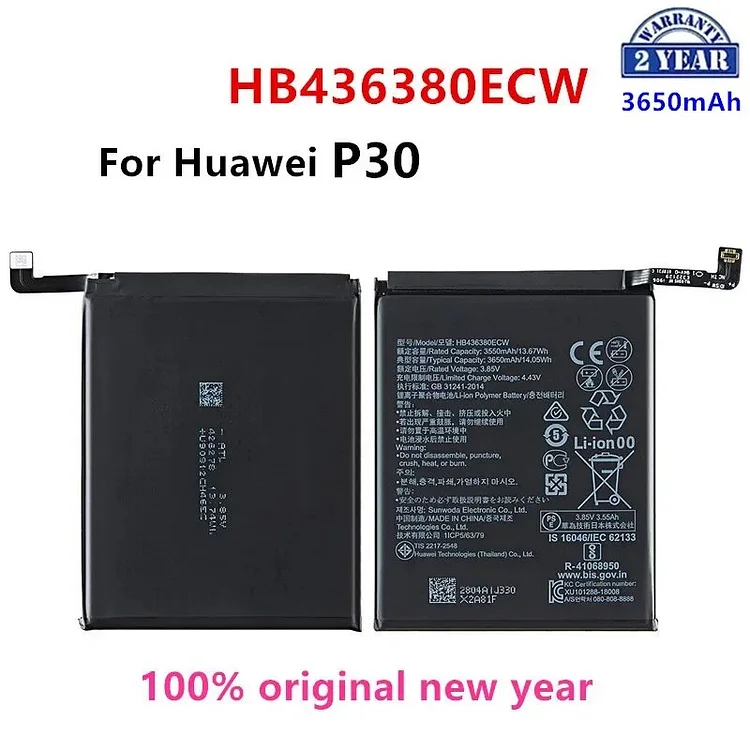 100% Orginal  HB436380ECW 3650mAh Battery For HUAWEI P30 ELE-L09 ELE-L29 ELE-AL00 ELE-TL00 Mobile Phone Batteries