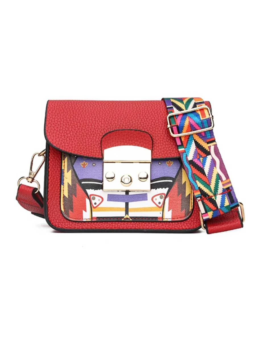 Crossbody Bag Colorful Wide Strap Flap Bag