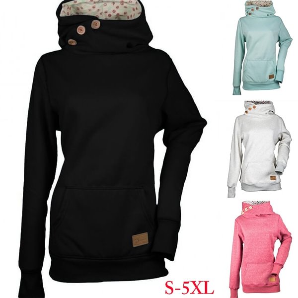 S-4Xl Women Hooded Sweatshirt Autumn Winter Women Hoodies Casual Tops High Collar Sweaters - Shop Trendy Women's Fashion | TeeYours
