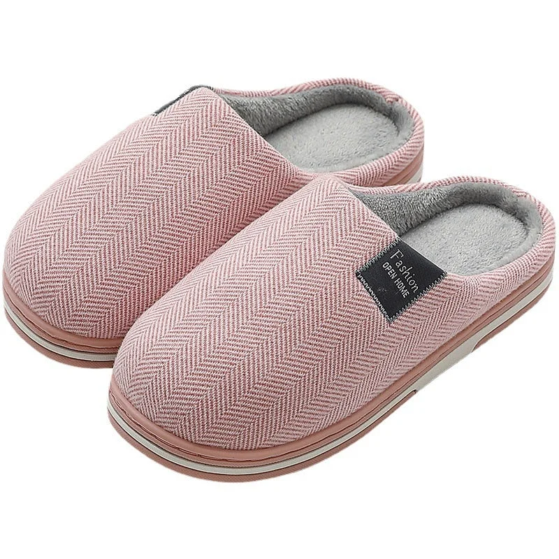 Women Autumn and Winter Cotton Slippers Indoor Non-slip Soft Bottom Warmth Month Shoes Simple Plush Half-pack with Floor Mop