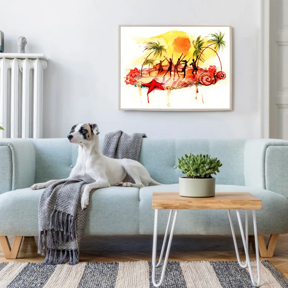 DIY Stamped Cross Stitch 14CT Full Embroidery 50*40cm - Silhouette Scenery