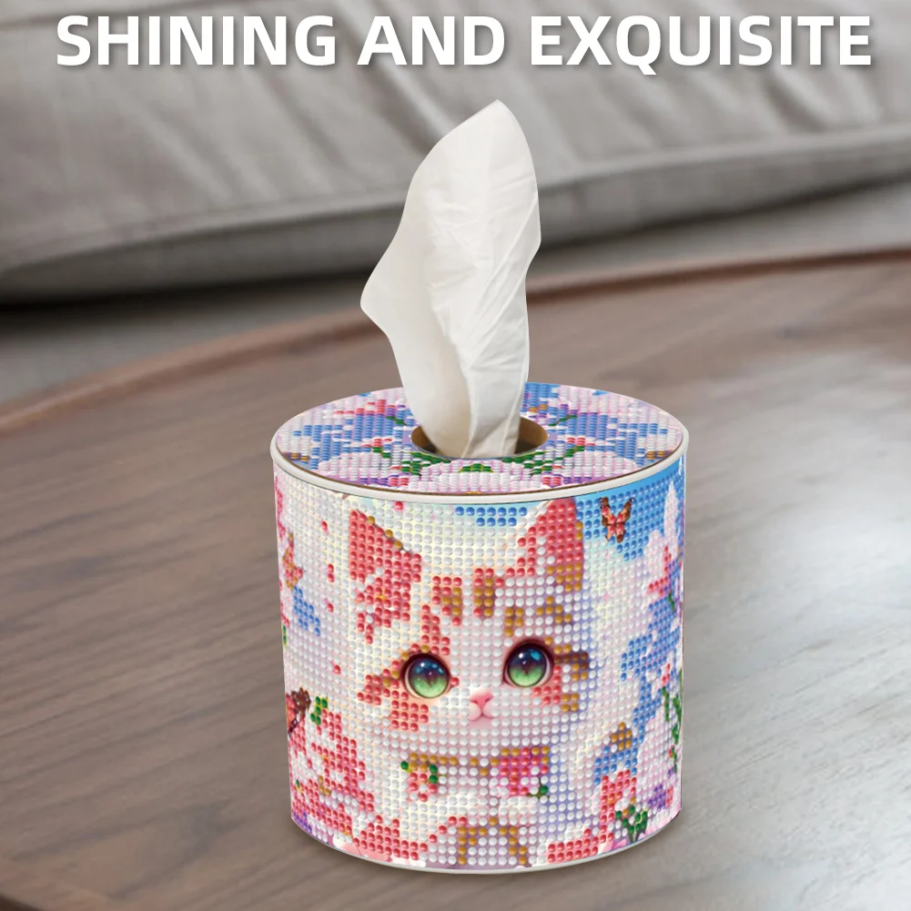 Kitten DIY Diamond Painting Handmade Tissue Holder Rhinestones Decor Tissue Box