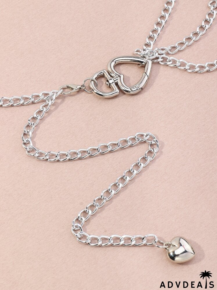Heart Charm Layered Chain Belt