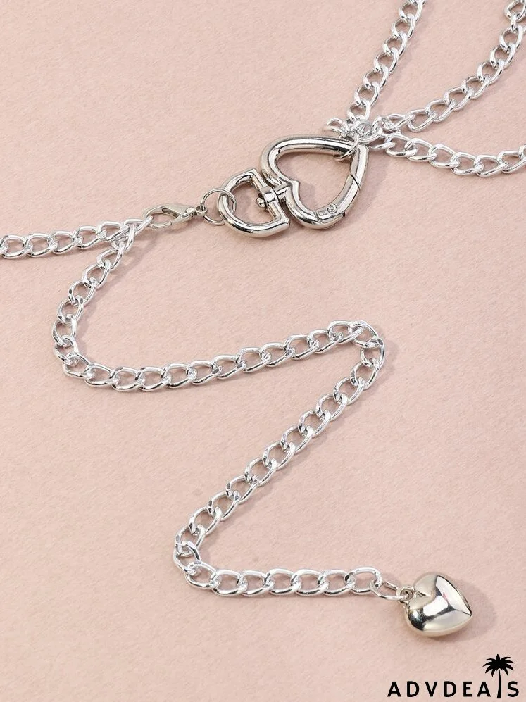Heart Charm Layered Chain Belt