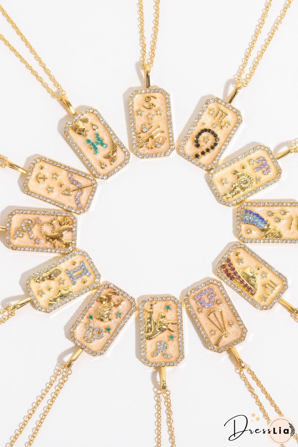 Rhinestone Constellation Pendant Copper Necklace