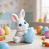 3D Easter Bunny Holding Eggs Silicone Candle Mould DIY Scented Candles Moulds Reusable Soft Silicone Crafting Tools For Easter Home Crafts Decorations Holiday