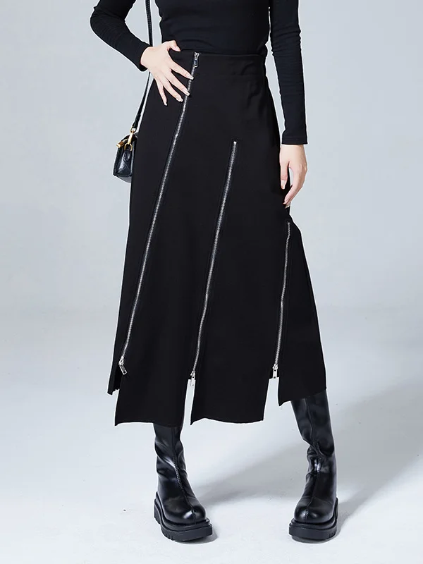 Fashion A-Line Irregularity Zipper Bodycon Skirts
