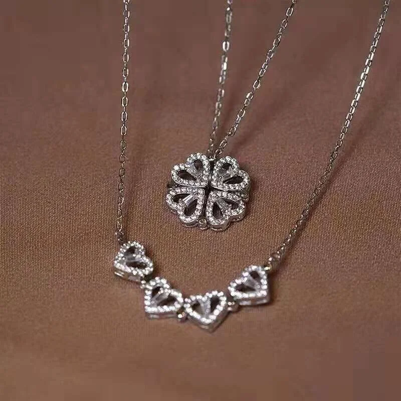 ⇝💓Four Leaf Heart Shape Lucky Necklace