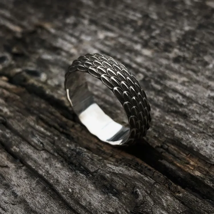 Coutureaura 925 Sterling Silver Dragon Scale Ring