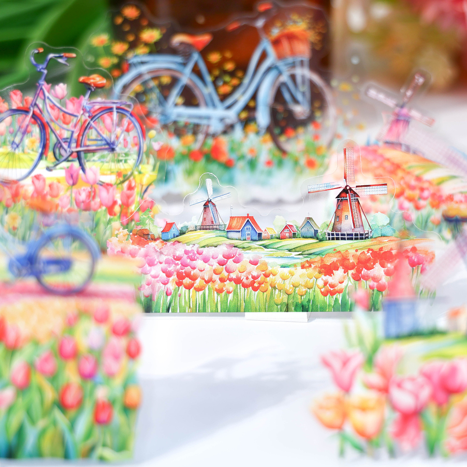 PET 스티커 - 플라워 데이 오버추어 시리즈 빈티지 식물 정원 창문 풍경