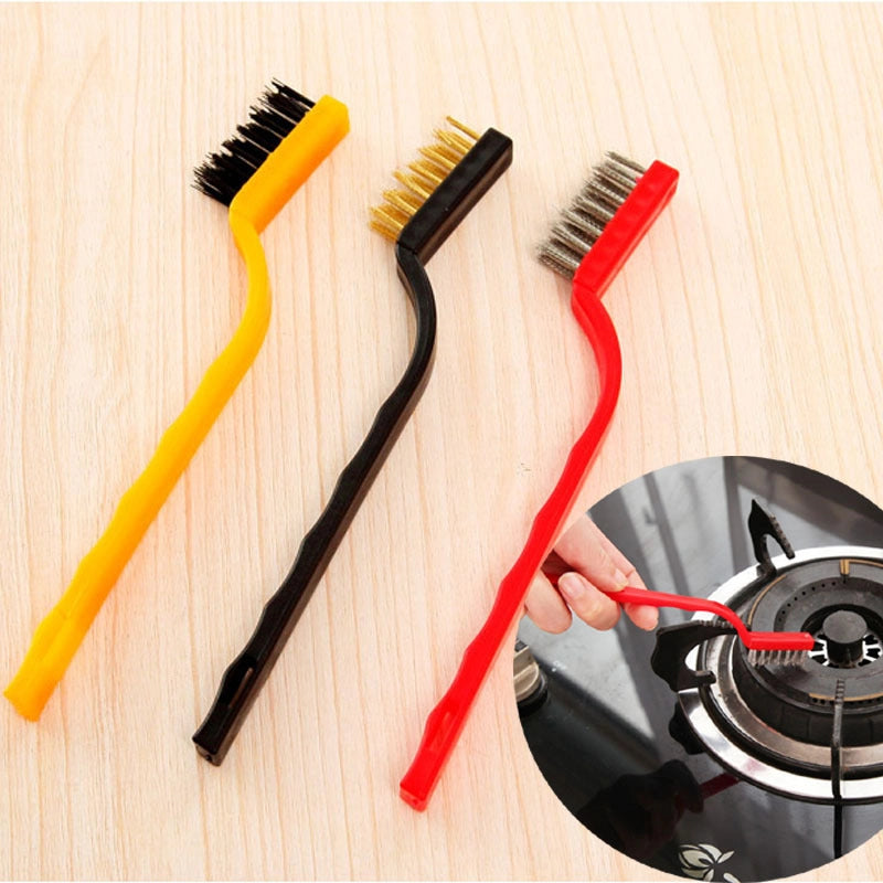 Japan Gas Stove Cleaning Brush 3 Pack Kitchen Supplies Range Hood Stove Cleaning Tool Steel Wire Small Brush