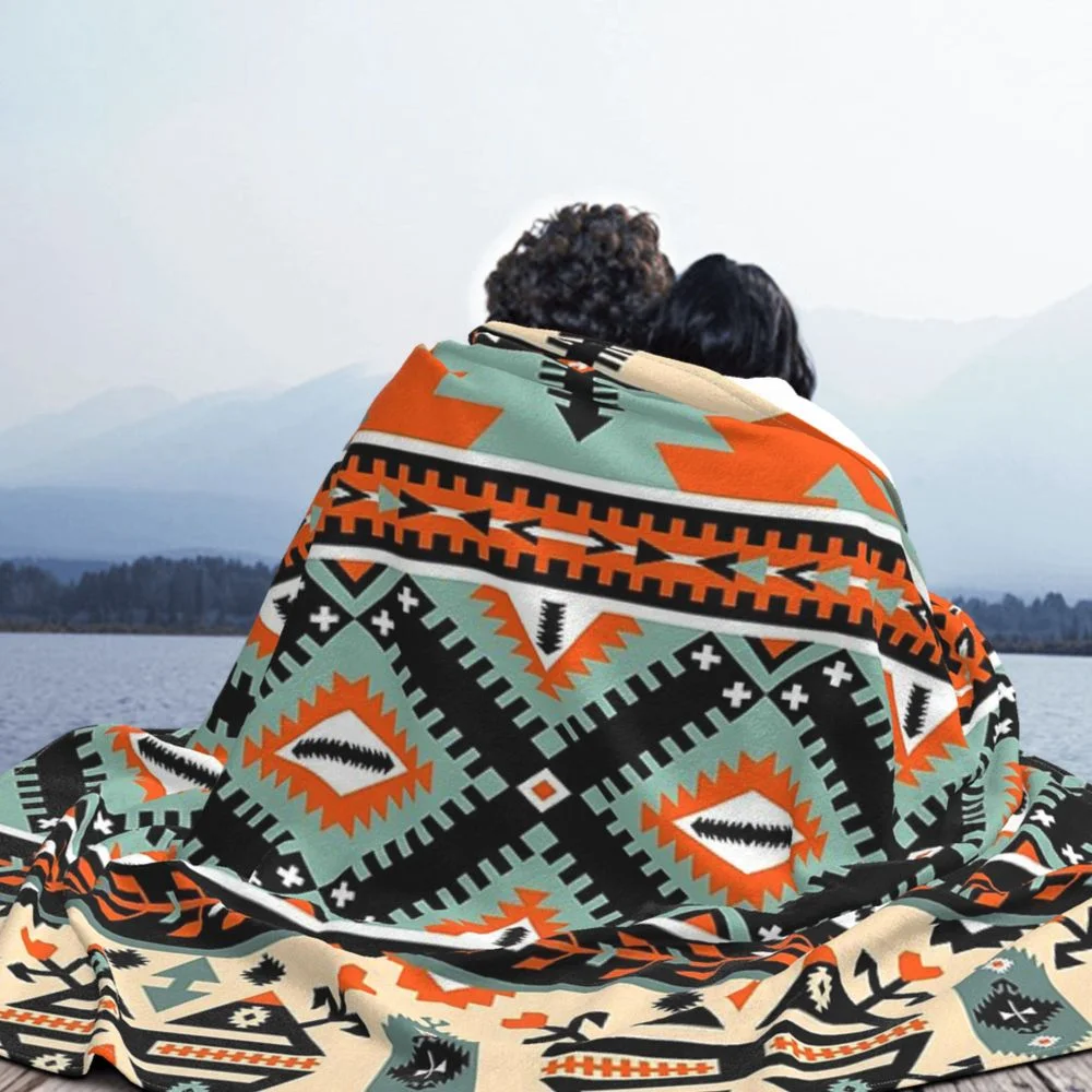 Athvotar Navajo Pattern Throw Blanket, Fleece Blanket Super Soft Cozy Lightweight Comfort Warm for Sofa Bed Couch Queen King Size