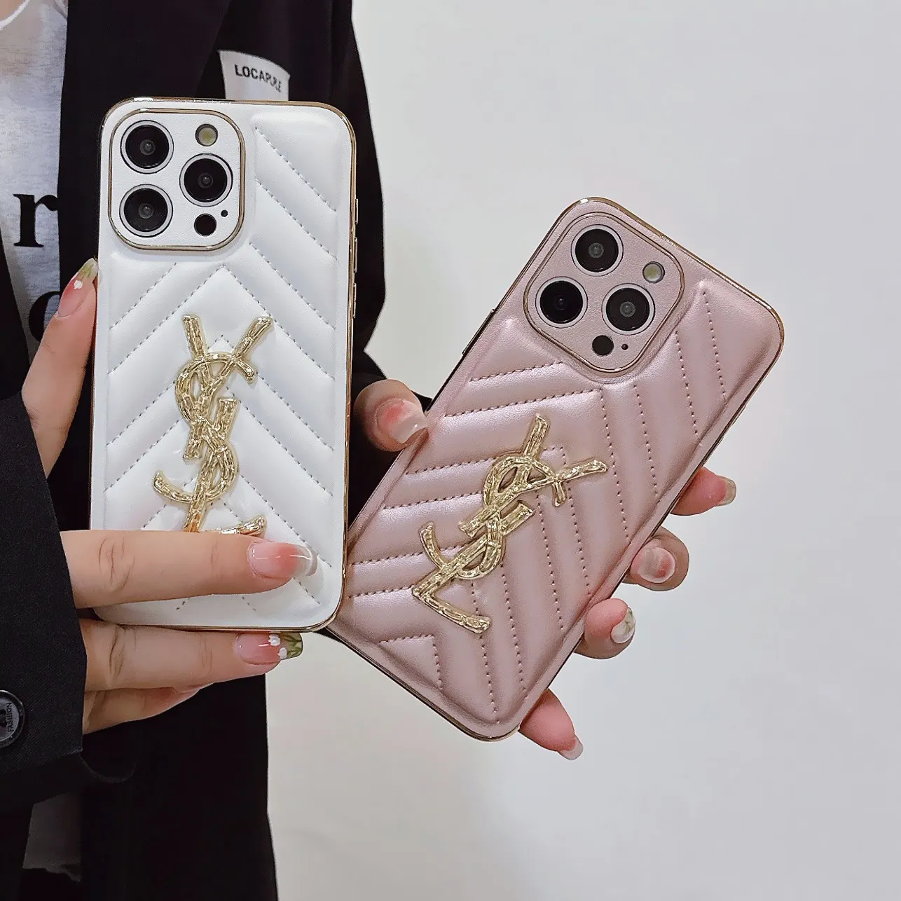 YSL Luxury Loulou In Quilted Leather Electroplating Apple iPhone Case