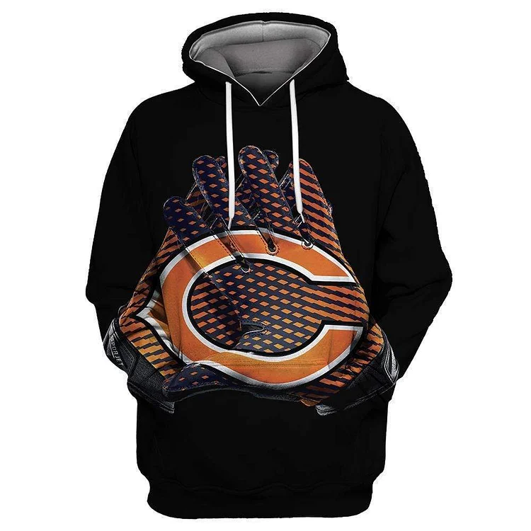 Chicago Bears Printed Hooded Pocket Pullover Sweater