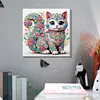 Niedliche Blumen-Mandala-Katze speziell geformte 5D-DIY-Teilbohrer-Diamanten-Punkte, Edelstein-Kunst-Kits mit Rahmen, Diamanten-Gem&auml;lde, Edelstein-Kun