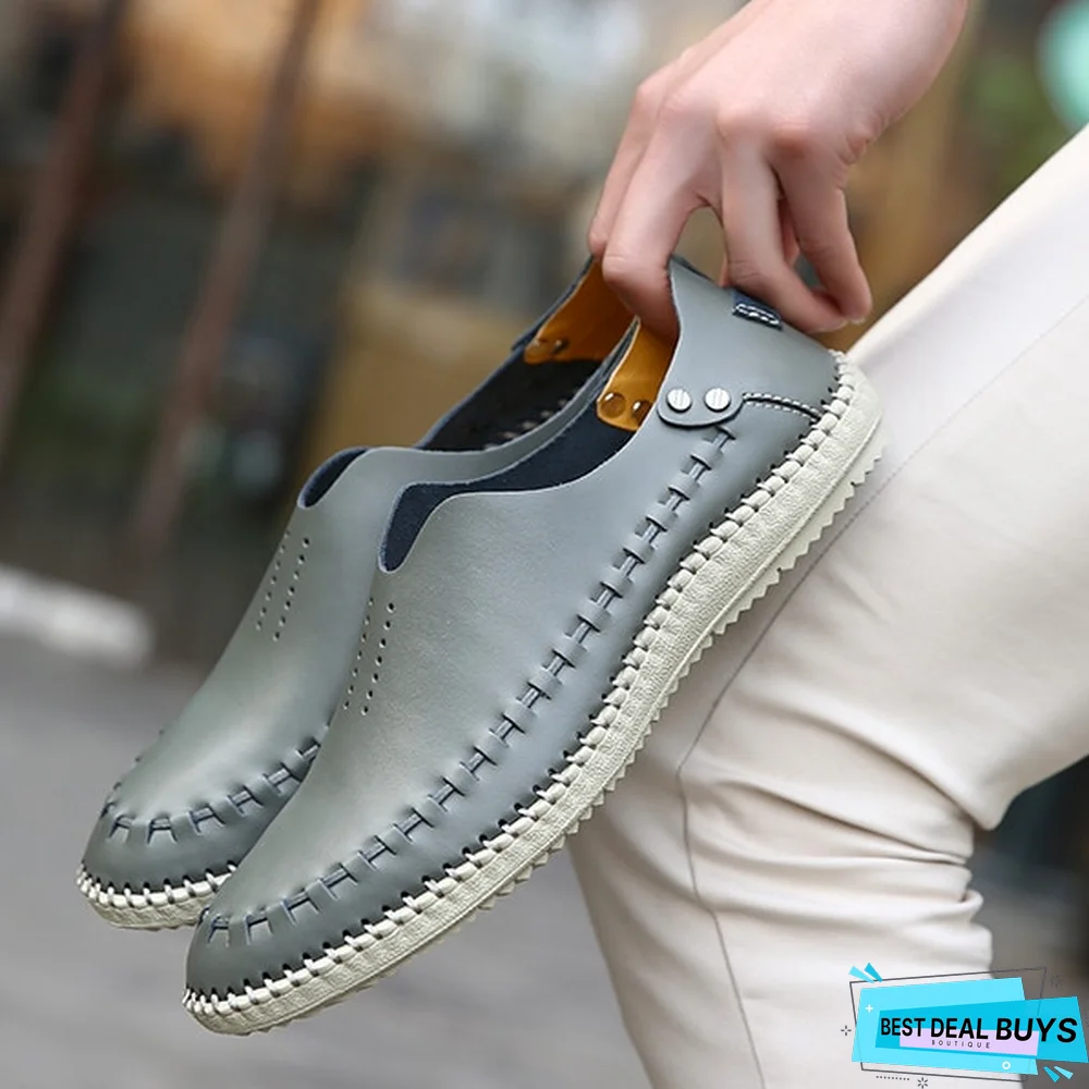 Men's Genuine Leather Flats Moccasins Loafers Driving Shoes
