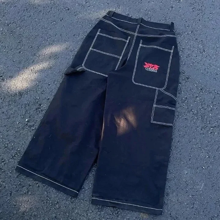 Lifesmybeach costumes for women sexy Streetwear y2k Cargo Pants Mens Harajuku Hip Hop Multi Pocket Retro Blue Baggy Jeans New Gothic High Waist Wide Leg Trousers