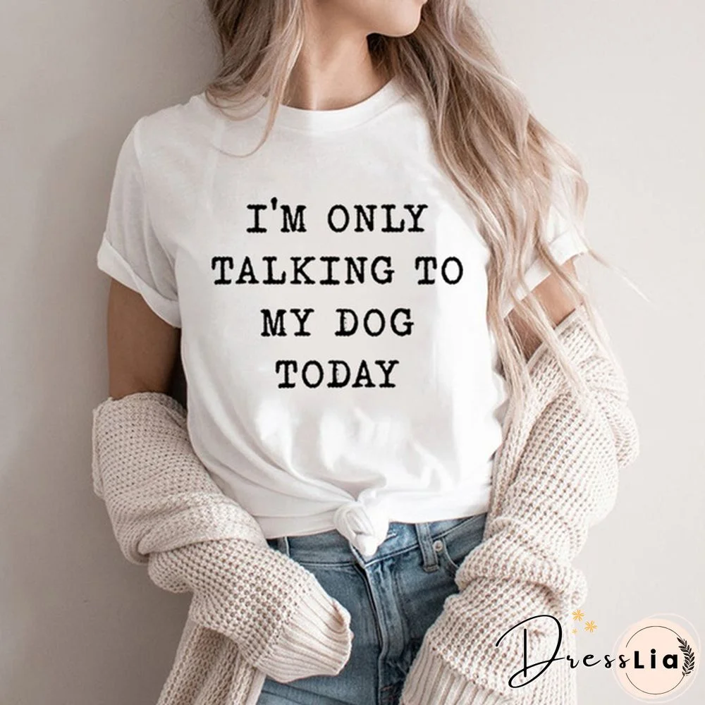 Women's Fashion Letter Printed T-shirts Girls' Funny Graphic Tee Tops Casual Crew Neck Short Sleeve Shirt Tops Laides Summer T-shirts Dog Lover Female Clothes