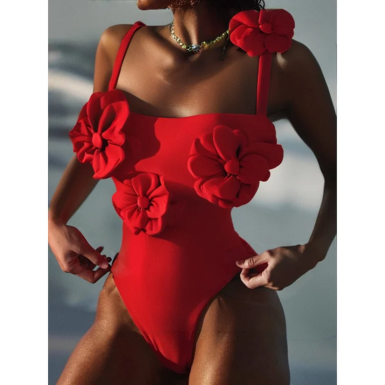 3D Flower One Piece Swimsuit