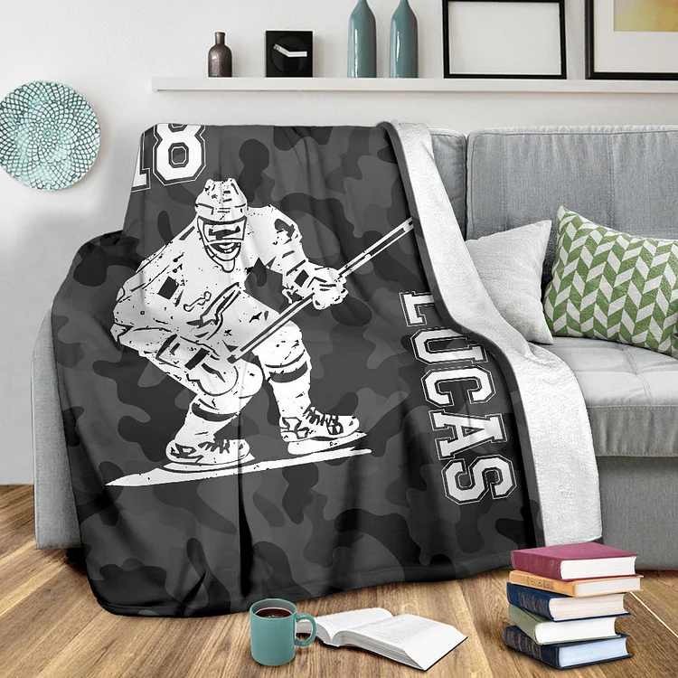 Personalized Hockey Blanket For Comfort & Unique|BKKid269[personalized name blankets][custom name blankets]