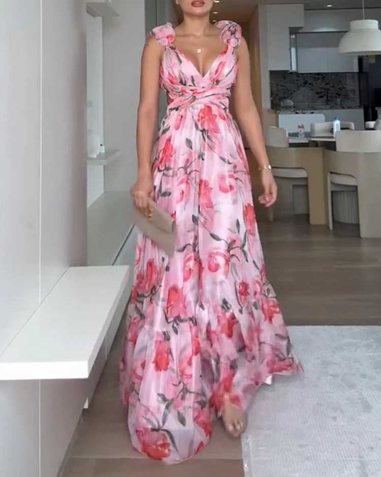 Women's printed tie dress