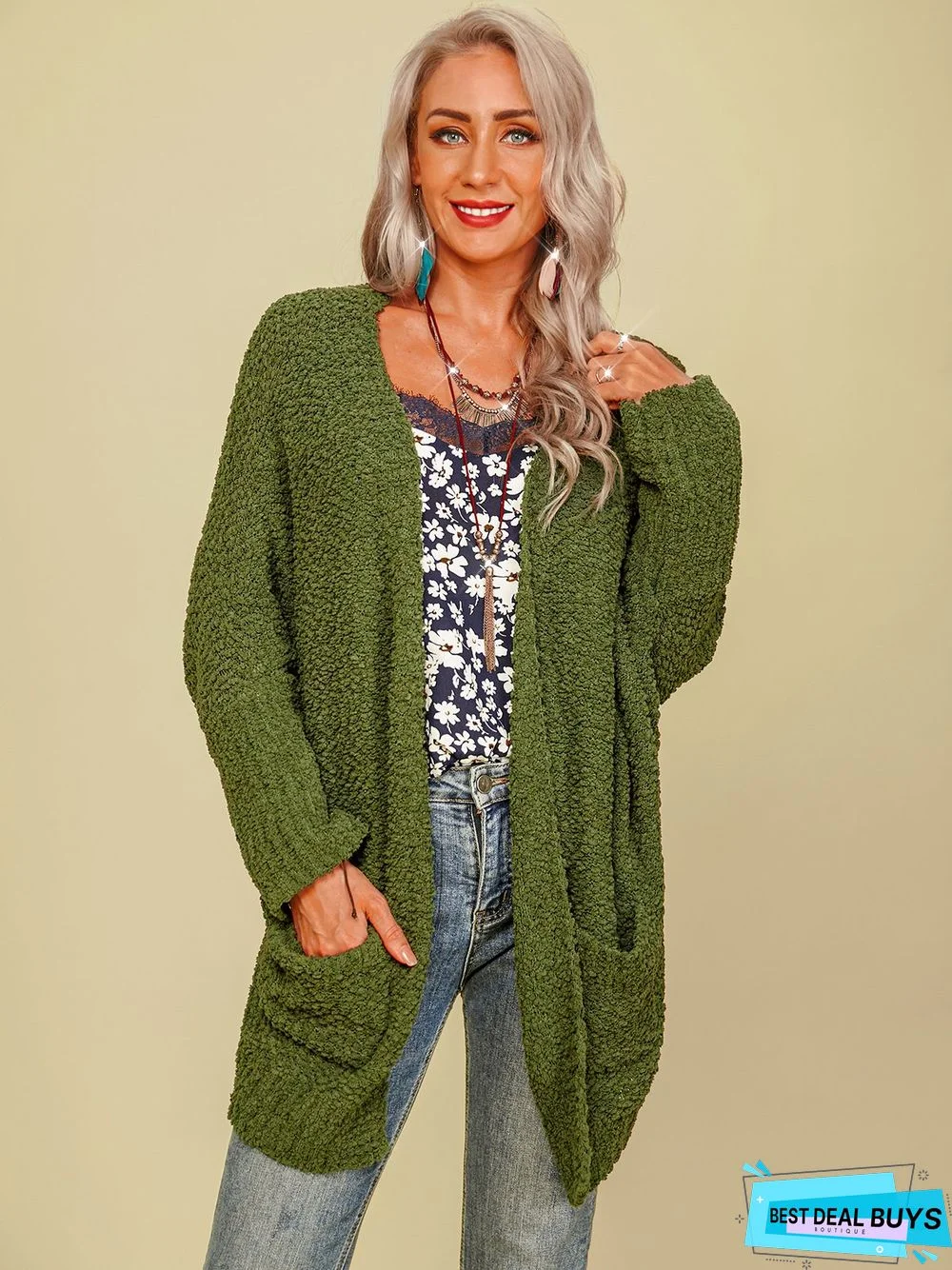 plain long sleeve Cardigan