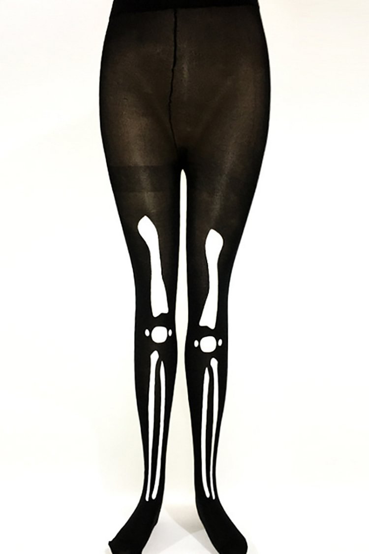 Halloween Costume Black Patanic Skeleton Silk Stockings