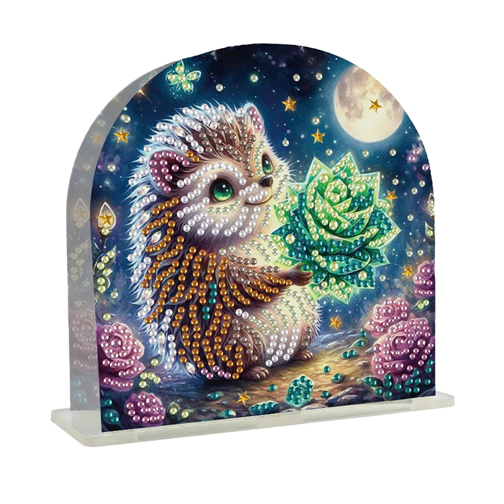 DIY Hedgehog Acrylic Diamond Painting Napkin Rack Diamond Art Paper Towel Holder