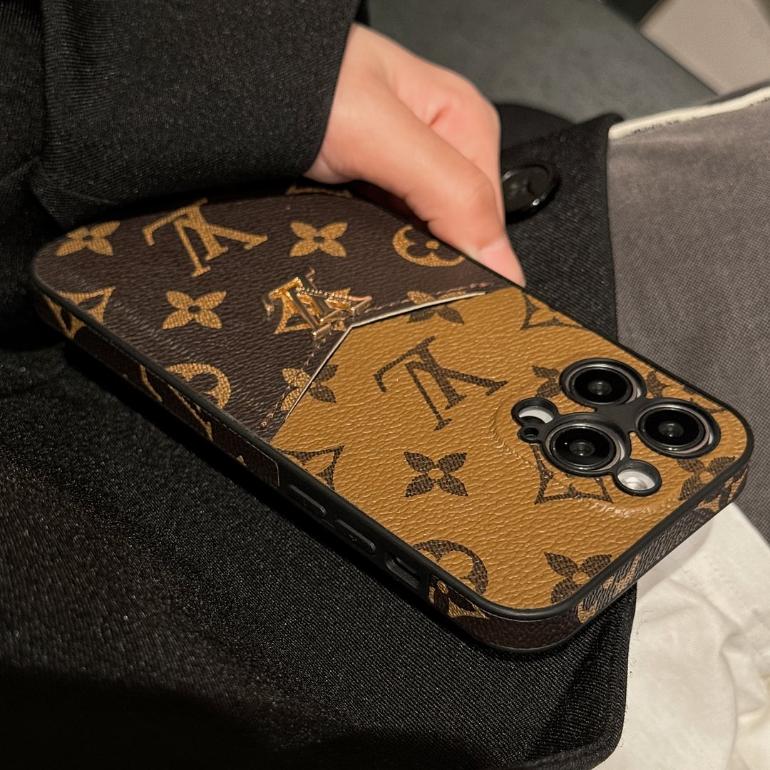 LV Gold Label LV Card Leather Fashion iPhone Case ProCaseMall