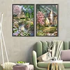 2Pcs/set Diamond Painting-5D Full Round Drill Country House(70*40 CM)