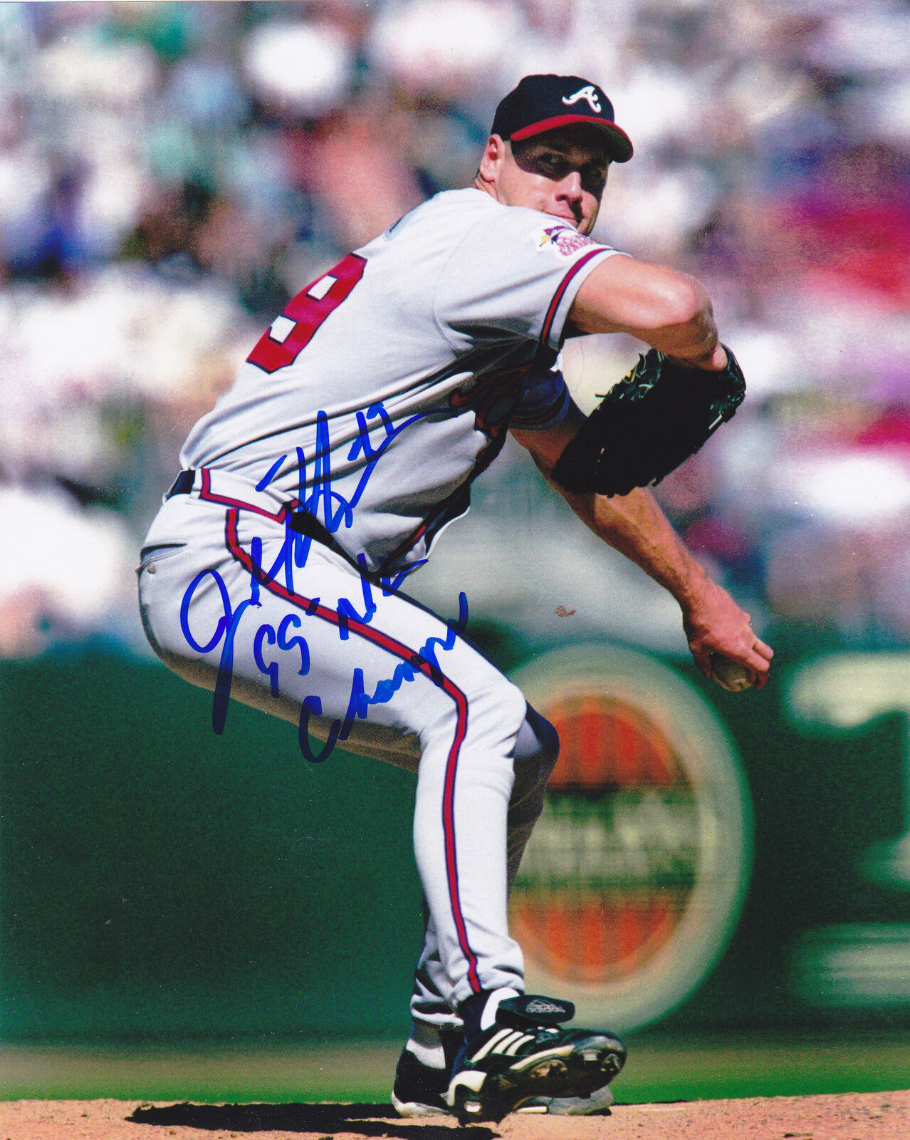 JOHN ROCKER ATLANTA BRAVES 99 NL CHAMPS ACTION SIGNED 8x10