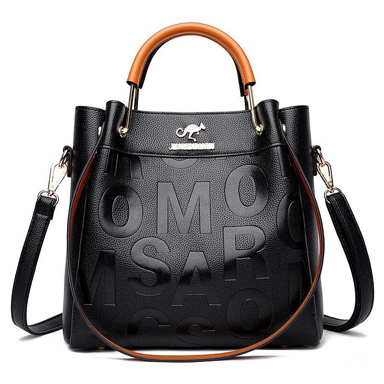 New arrival large capacity soft leather embossed shoulder bag