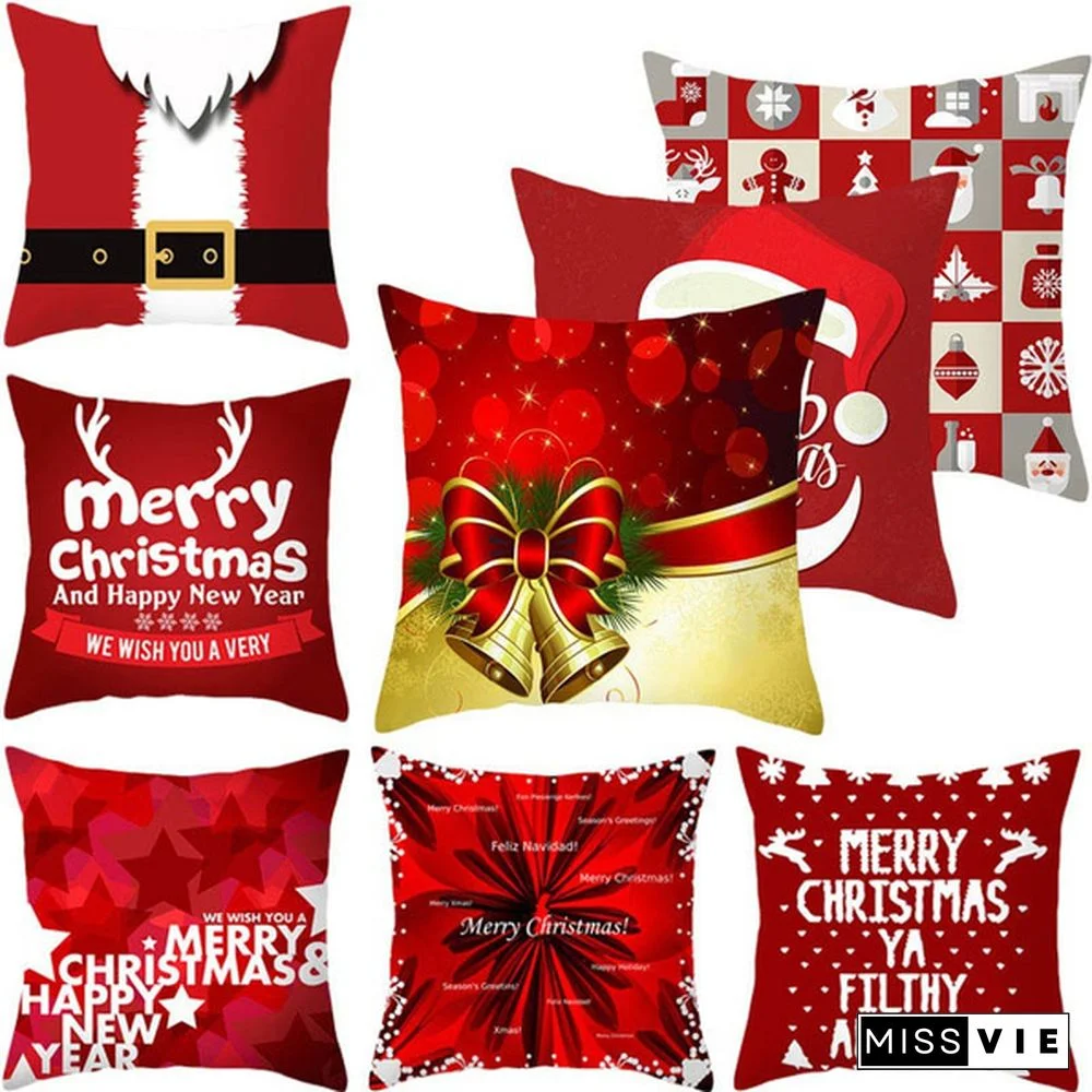 Newst Christmas Xmas Red Pillow Case Cover Santa Claus Cushion Cover Warm Autumn Winter Pillowcase Christmas Decorations For Home Year
