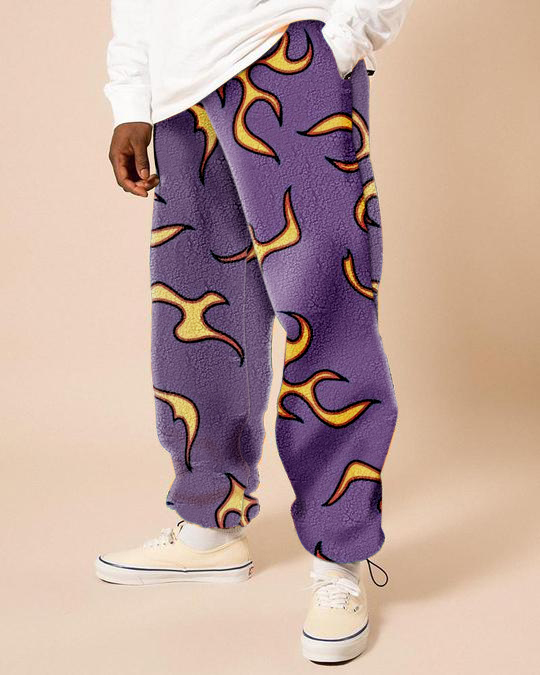 Casual printed fleece trousers