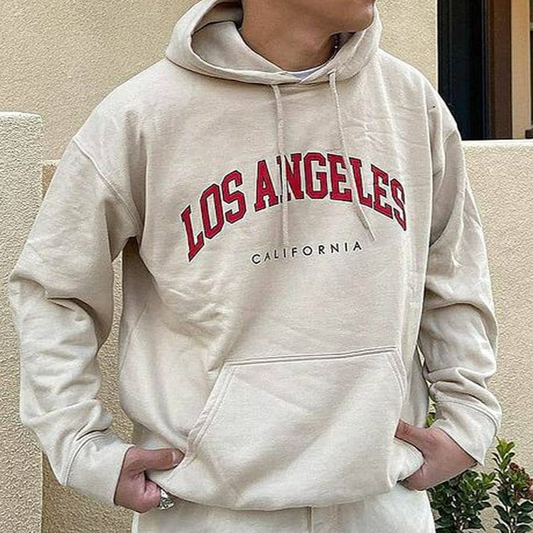 LA Print Hooded Sports Men's Sweatshirt