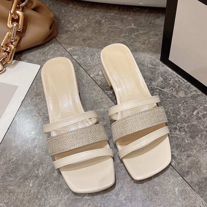 Guzpar popular women's shoes Square Head Simple Large Size Open-toe Sandals Women 2025 Summer New Thick Heels for Women's Low-heeled Fashion Shoes